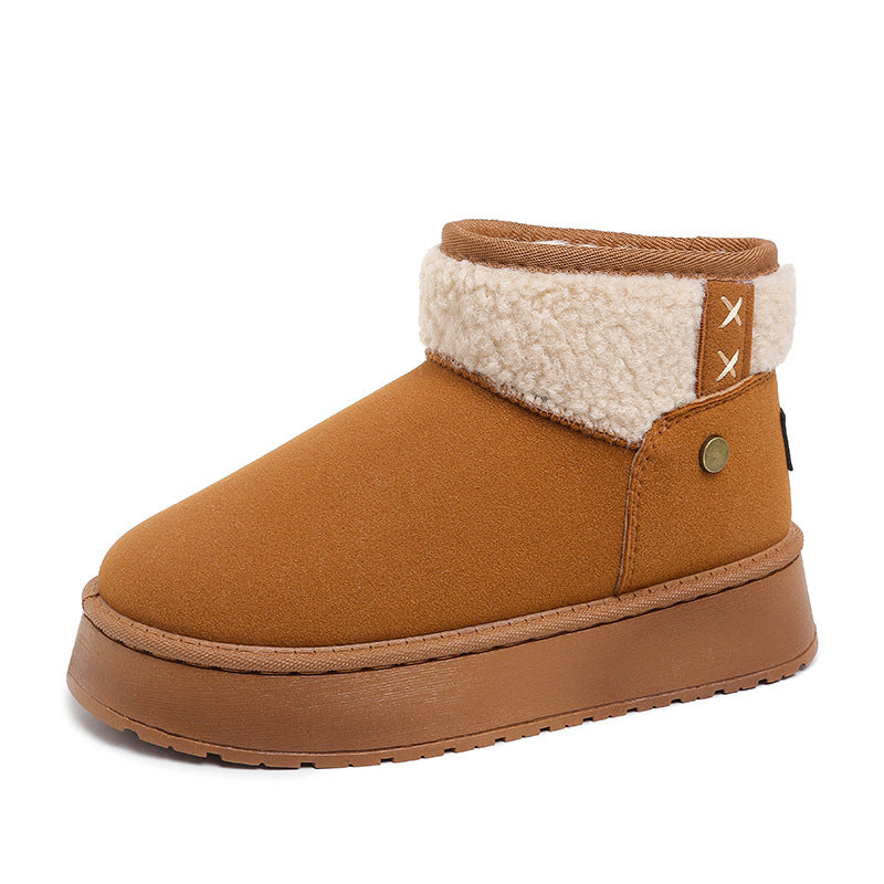 Damen Gefütterte Kurzstiefel mit Teddyfutter, Faux‑Velours und Plateau‑Sohle Drune