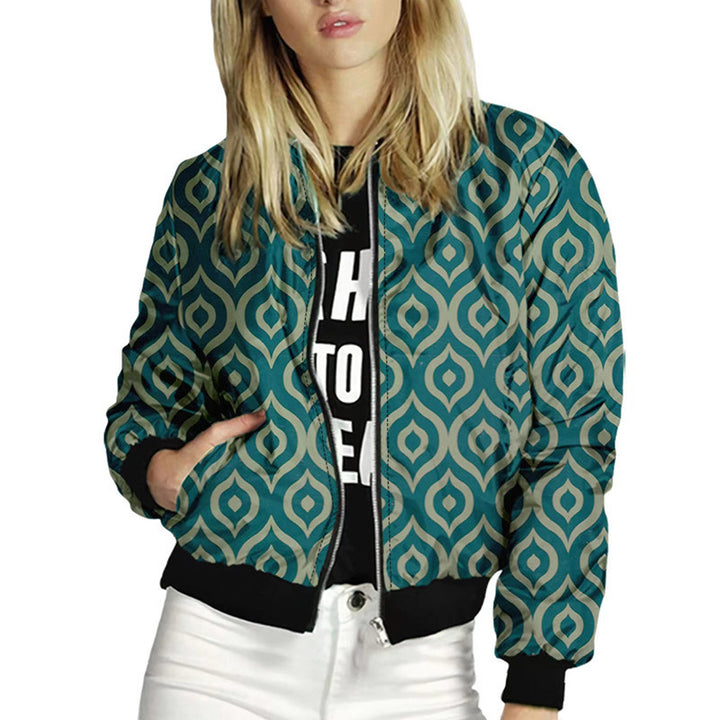 Damen trendiger Bomberjacke mit buntem Mandala-Muster Drune