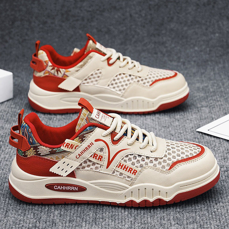 Unisex modische Mesh-City-Sneaker mit gewebtem Fersenmuster, gepolsterter Achillessektion und stoßdämpfender Plateau-Laufsohle Drune