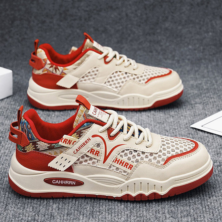 Unisex modische Mesh-City-Sneaker mit gewebtem Fersenmuster, gepolsterter Achillessektion und stoßdämpfender Plateau-Laufsohle Drune