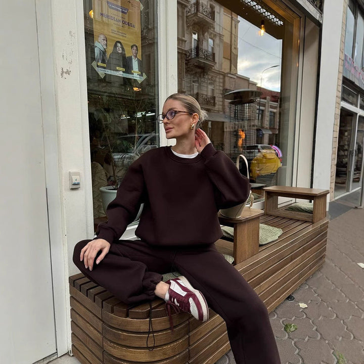 Damen lässiges Sweatshirt und weite Jogginghose Set Drune
