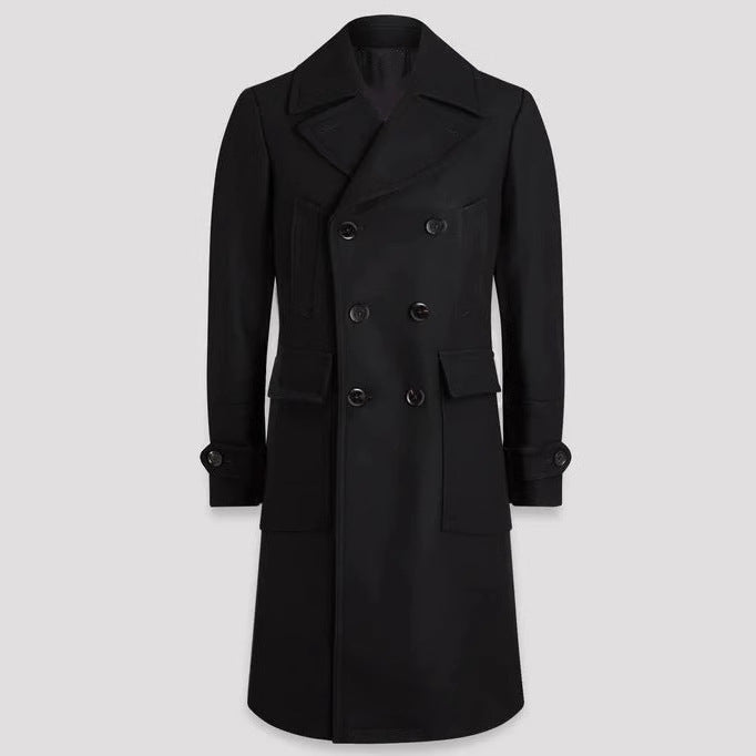 Herren eleganter Doppelt-Mantel mit praktischen Taschen und hochwertigem Futter Drune