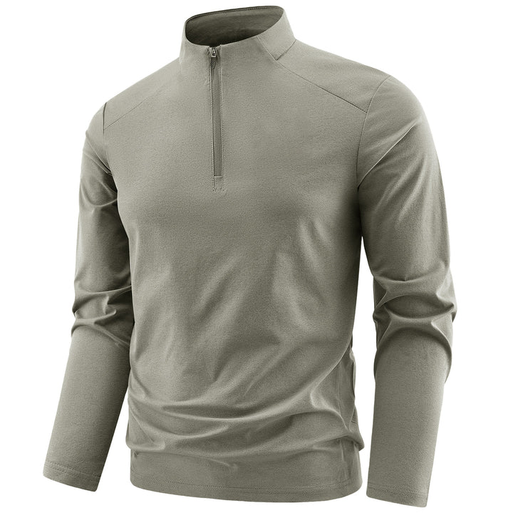Herren Langarm-Performance-Halbzip-Trainingsshirt mit Stehkragen und atmungsaktivem Funktionsmaterial Drune