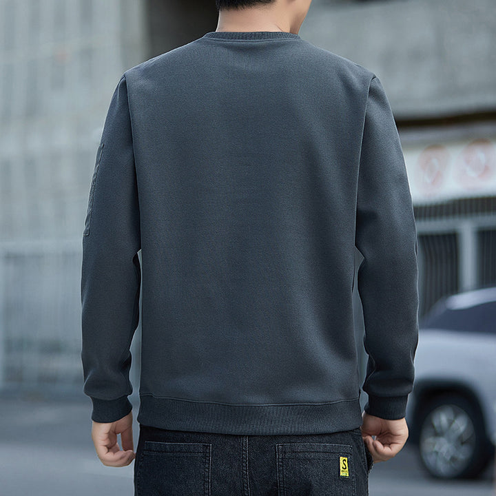 Herren Minimalistisches Sweatshirt mit Raglanärmeln und Reißverschluss-Ärmeltasche Drune