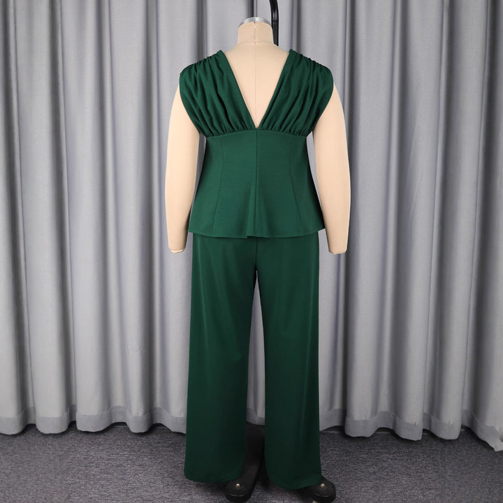 Damen Elegantes Jumpsuit mit drapiertem Oberteil und dekorativen Knöpfen Drune