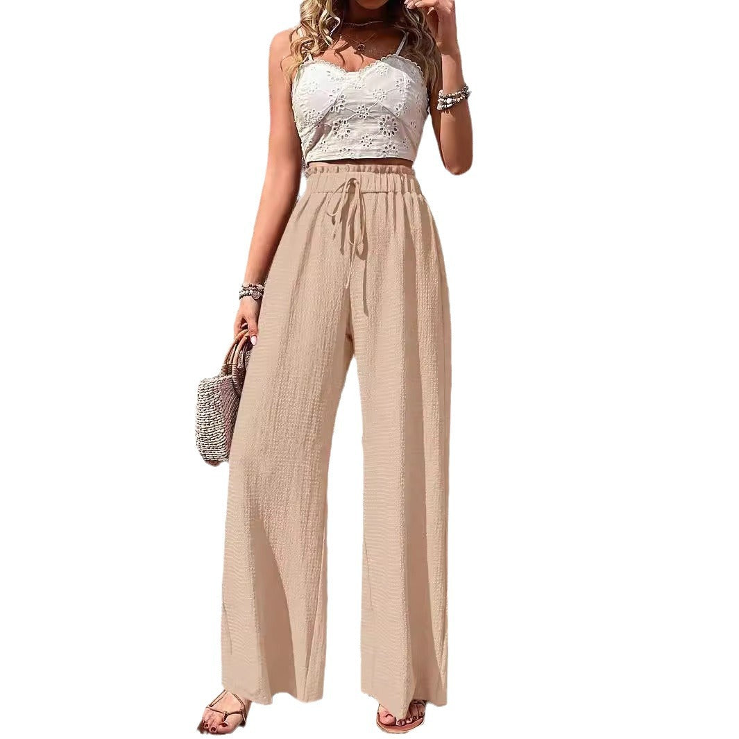 Damen Weitgeschnittene Sommerhose mit elastischem Bund Drune