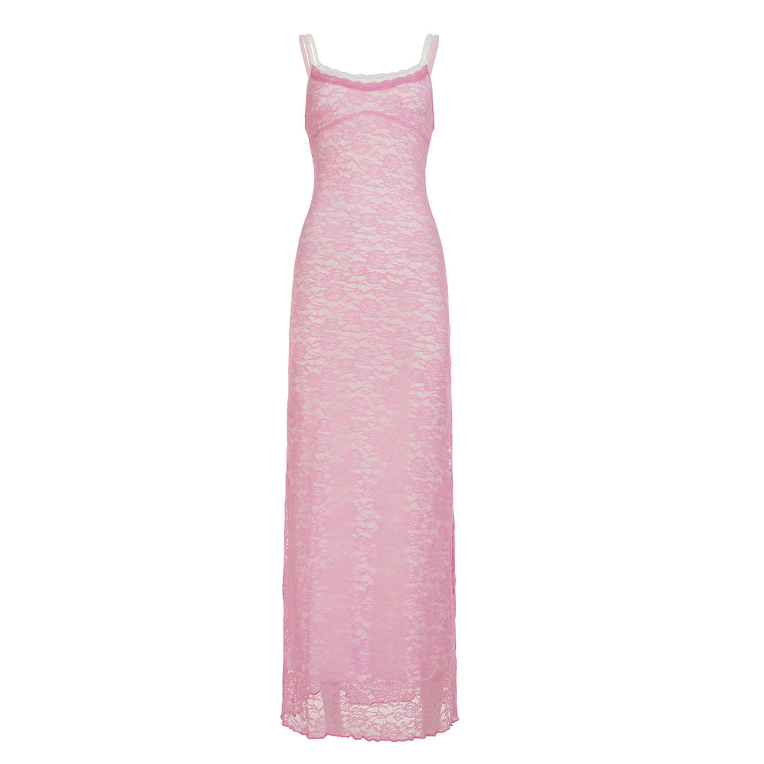 Damen Spitzen-Maxikleid mit zarten Trägern und romantischem Schnitt Drune