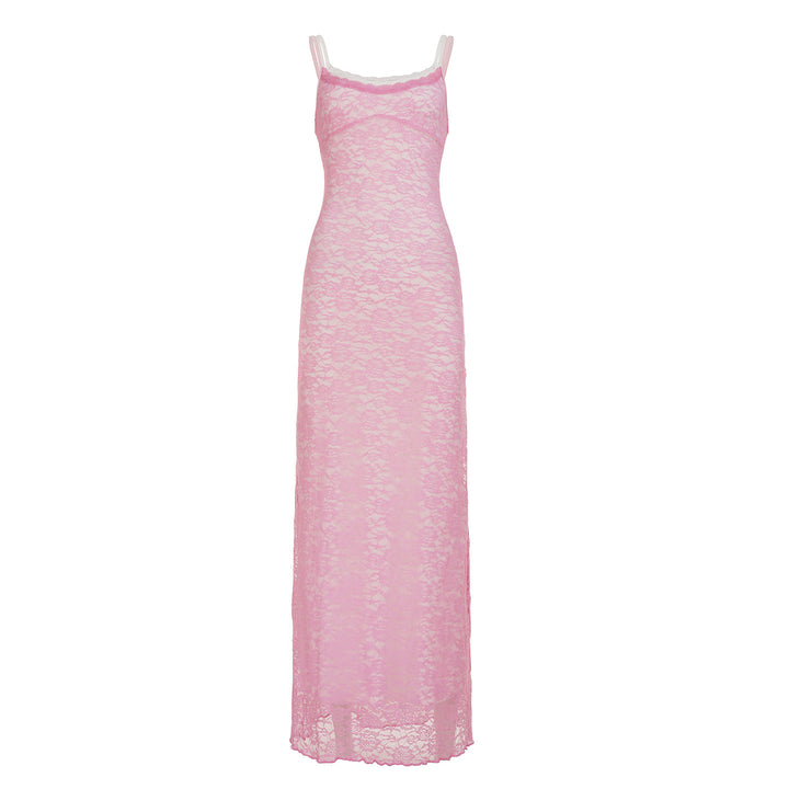Damen Spitzen-Maxikleid mit zarten Trägern und romantischem Schnitt Drune