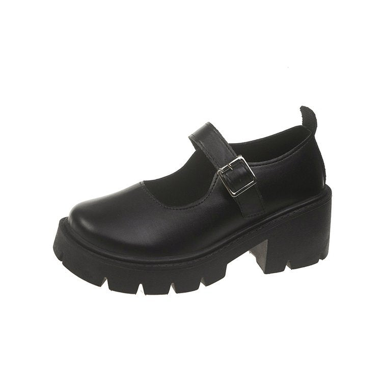 Damen Retro-Mary Jane Schuhe mit stabiler Plateausohle Drune