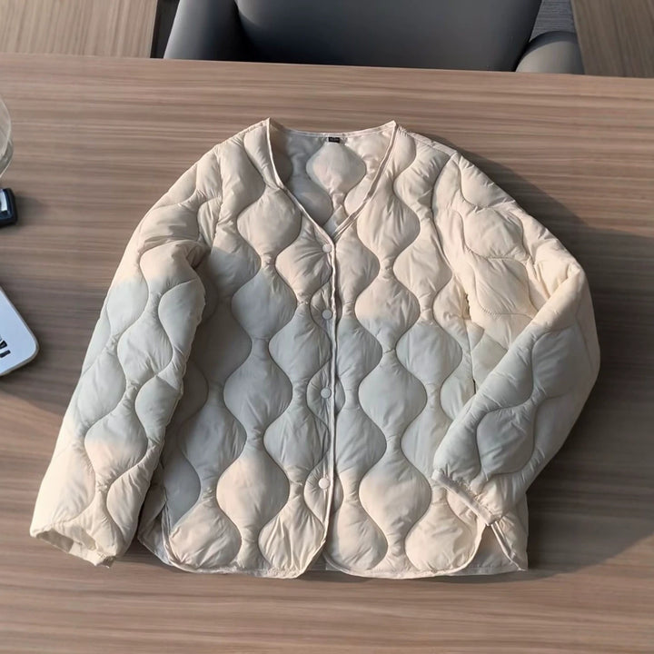 Damen Lange Steppjacke Drune