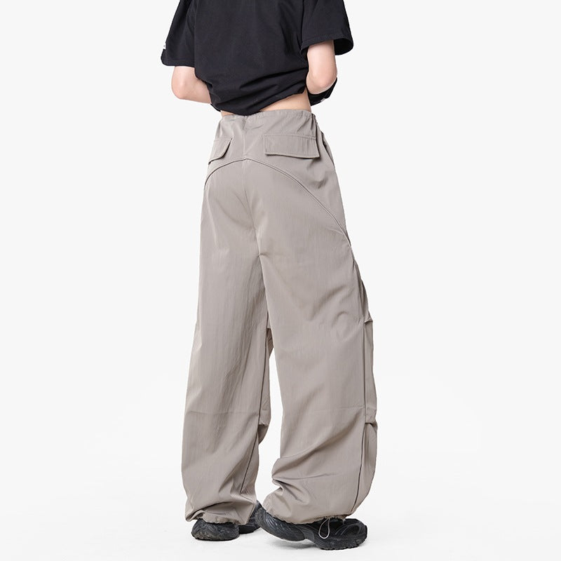 Herren Weite Funktions-Nylonhose mit Tunnelzugbund, Utility-Taschen & Baggy-Silhouette Drune