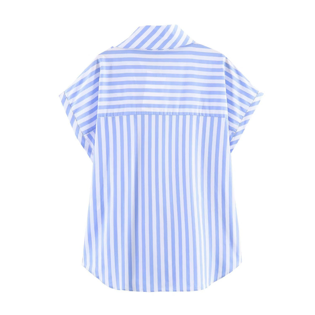 Damen Blusenshirt mit dekorativem Schleifenelement und modischem Streifenmuster Drune