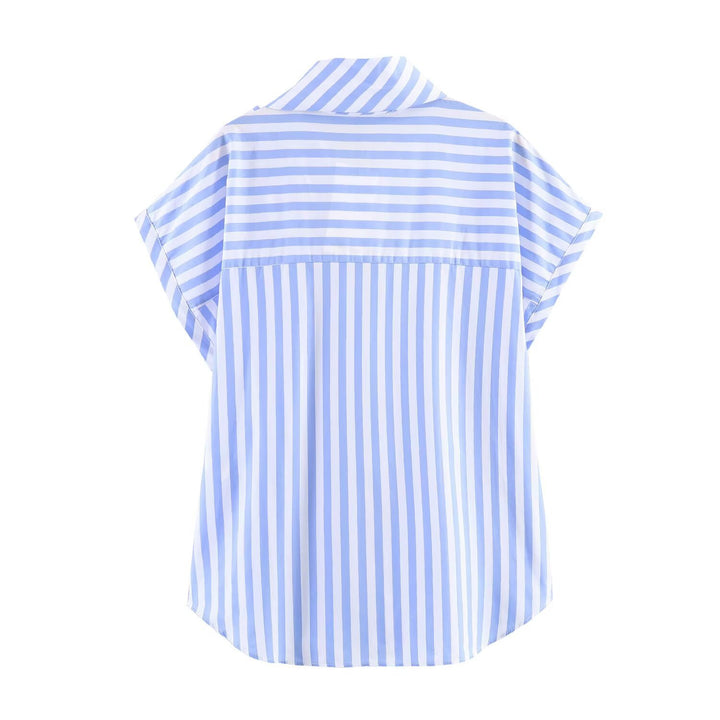 Damen Blusenshirt mit dekorativem Schleifenelement und modischem Streifenmuster Drune