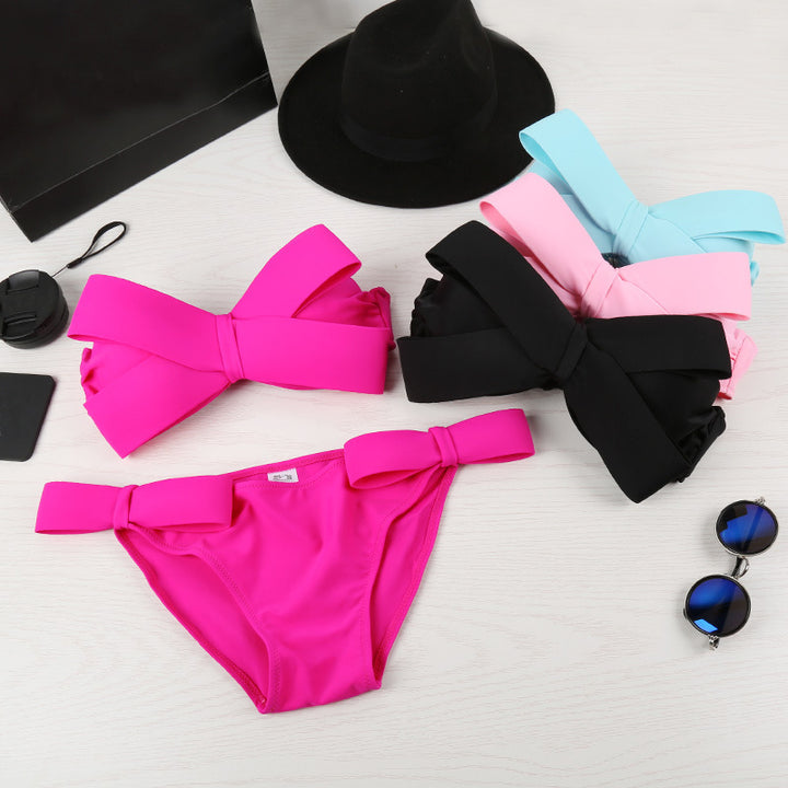 Damen Bandeau Bikini mit auffälligen Schleifen Drune