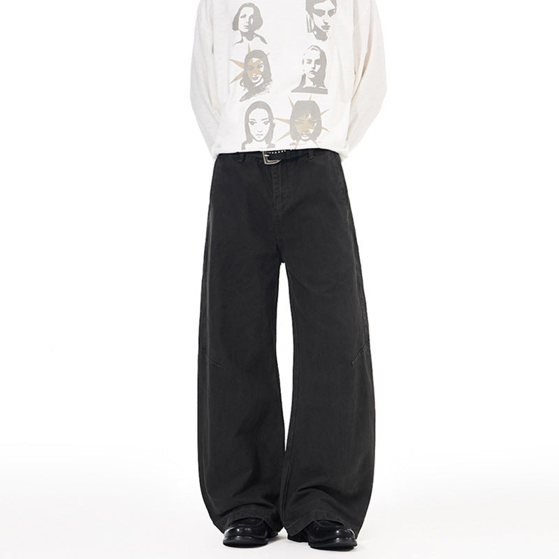Herren Ultraweite Palazzo-Baggy-Hose mit tiefem Schritt und entspanntem Bund Drune