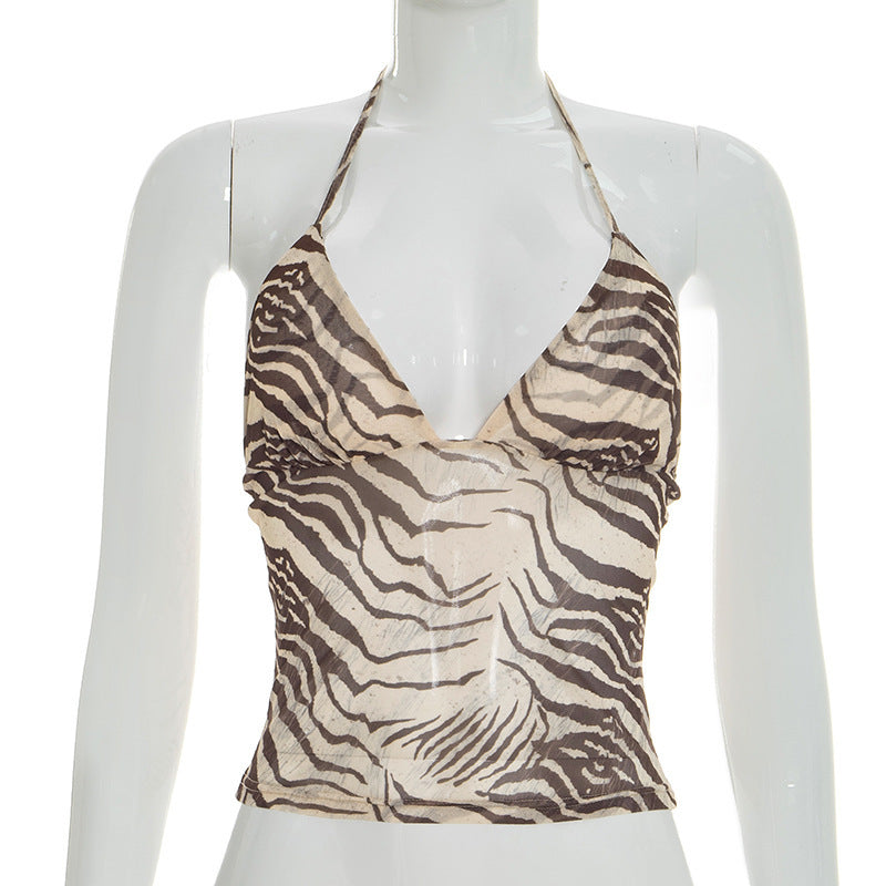 Damen Halter-Top mit exotischem Tiermuster und figurbetontem Schnitt Drune