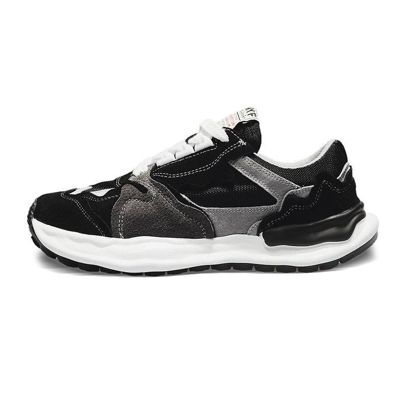 Herren retro-inspirierte Komfort-Sneaker mit Wildleder- und Mesh-Mix, gedämpfter Wellenlaufsohle und gepolstertem Knöchelkragen Drune