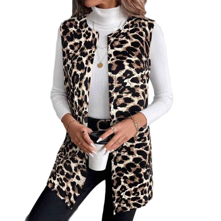 Damen Mode Weste mit Leopardenmuster Drune