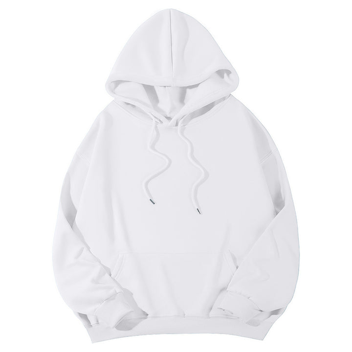 Unisex minimalistischer Kapuzenpullover mit verlängertem Rücken und Kängurutasche Drune