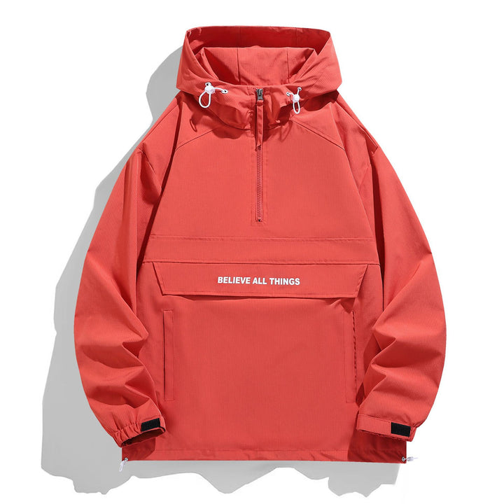 Damen Kapuzen-Anorak mit halbem Reißverschluss, Kängurutasche & verstellbarem Saum Drune