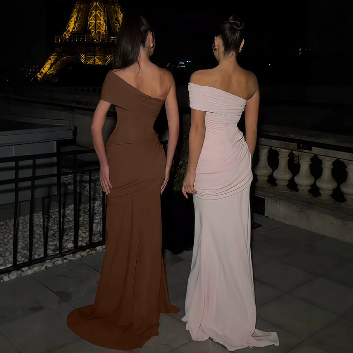 Damen Elegantes Wickelkleid mit asymmetrischem Oberteil und figurbetonendem Saum Drune