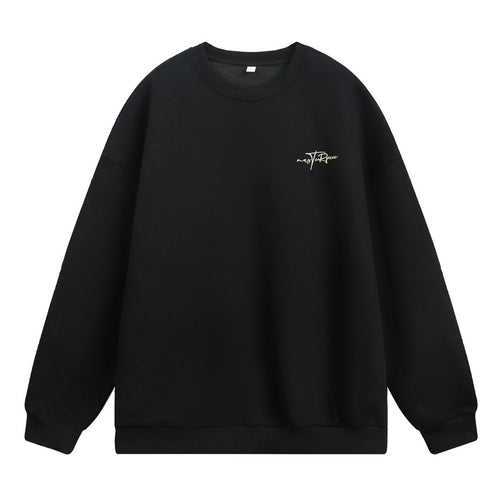 Unisex Boxy-Sweatshirt mit minimaler Script-Stickerei und geripptem Bund Drune
