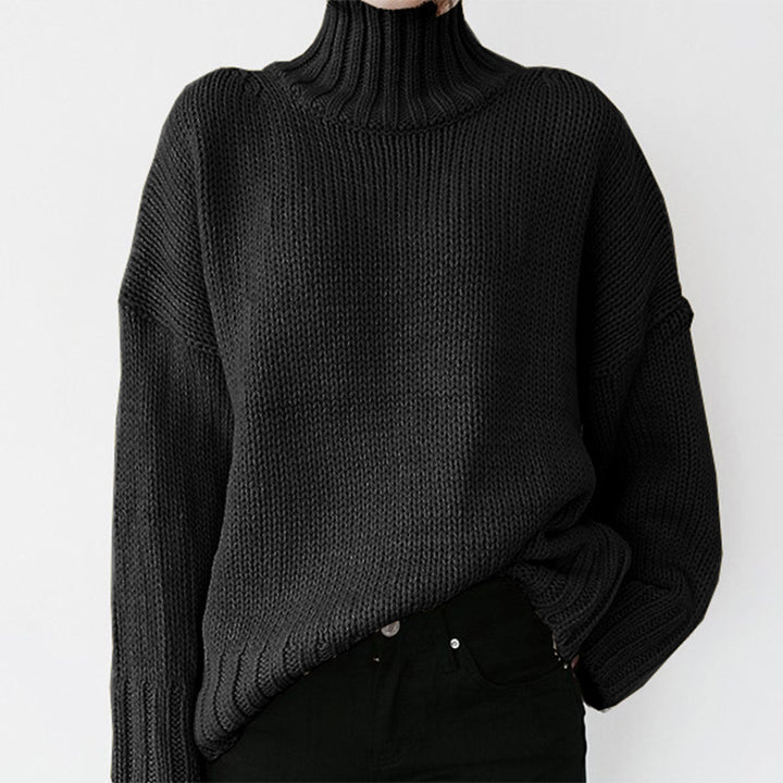 Damen Grober Strickpullover mit hohem Kragen und lässigem Schnitt Drune