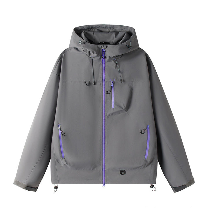 Herren Leichte Tech-Softshelljacke mit Kapuze, verstellbarem Saum und Kontrast-Reißverschlüssen Drune
