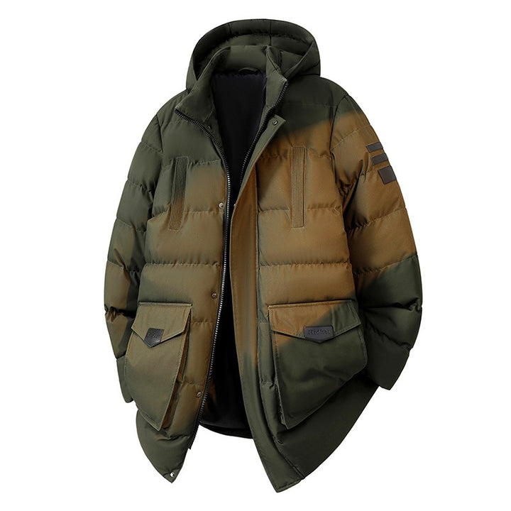 Herren Wattierter Parka im Duffle‑Stil mit Kapuze und großen Pattentaschen Drune