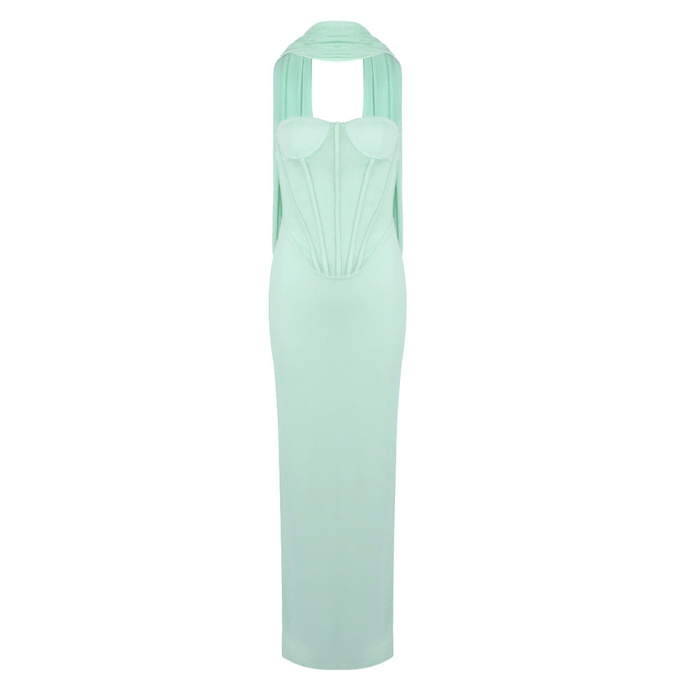 Damen Elegantes Maxikleid mit schulterfreiem Design und raffinierter Bustierpartie Drune