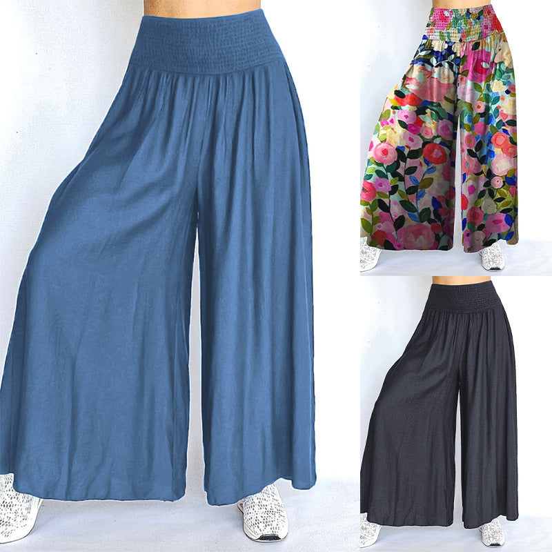 Damen Palazzo-Hosen mit hohem gesmoktem Bund und extrabreitem Bein Schnitt Drune