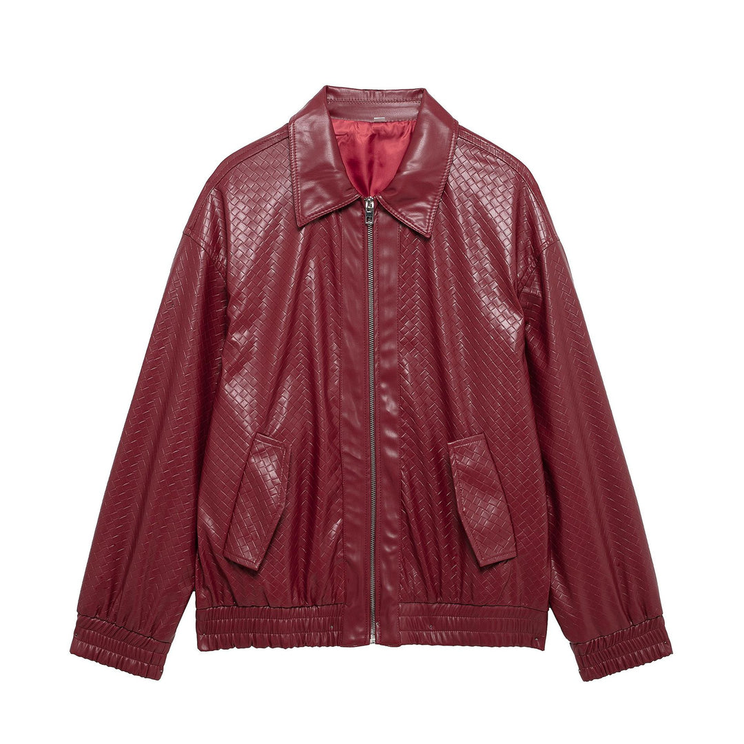 Drune | Woven Faux Leder Bomberjacke