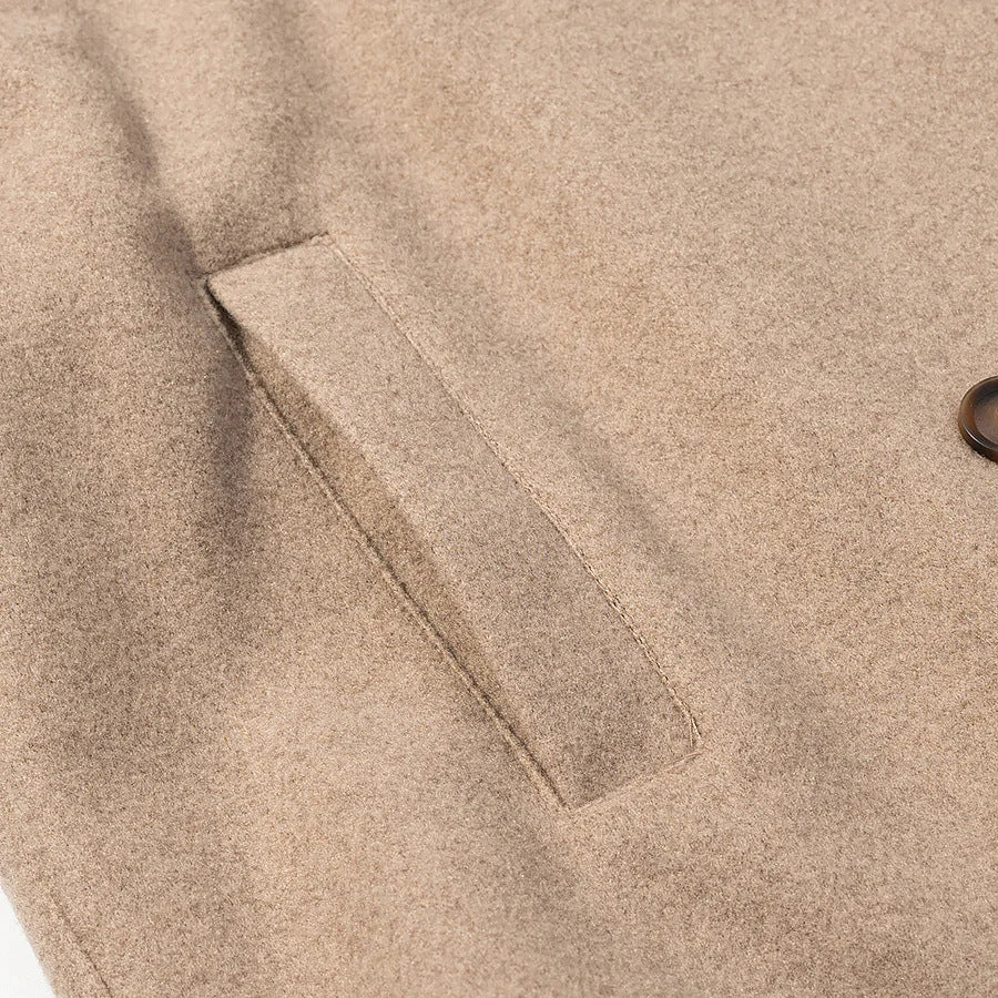 Damen nan kurzes zweireihiges Wollmix-Cape mit hohem Stehkragen und Epauletten Drune