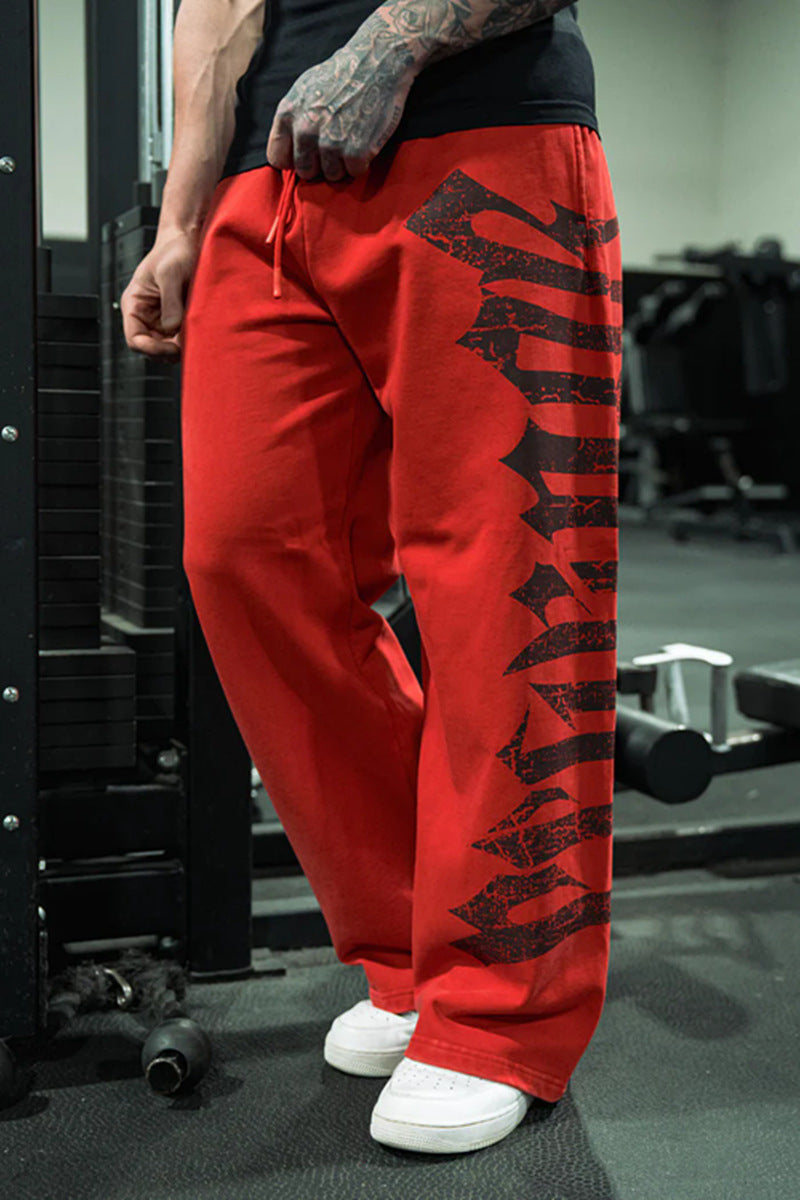 Herren nan weite Sweathose aus angerautem Fleece mit seitlichem Vintage-Print und Kordelbund Drune
