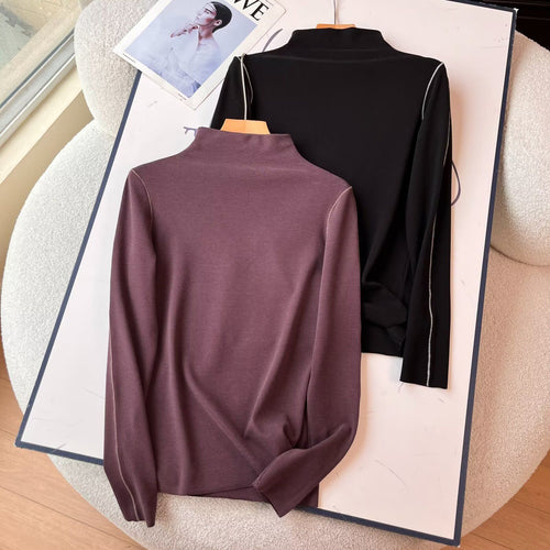 Damen sportliches Langarmpoloshirt mit eleganter Kragenlösung Drune