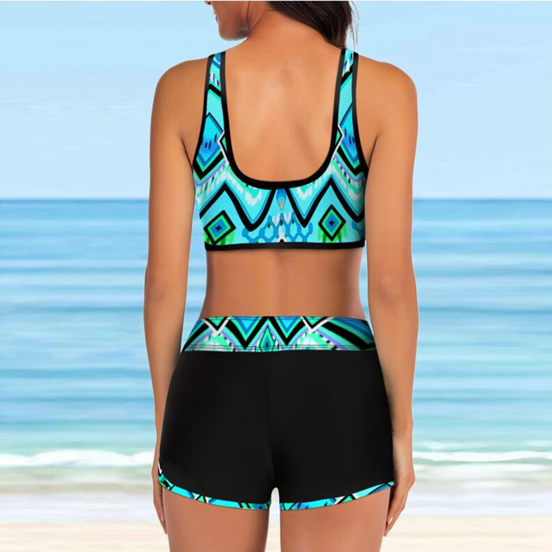 Damen Sport-Bikini-Set mit stylischem Crop-Top und Shorts Drune