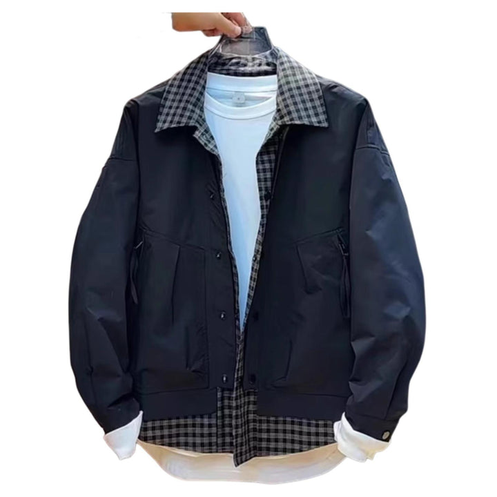 Herren Modische Utility Jacke mit hochschließendem Kragen Drune