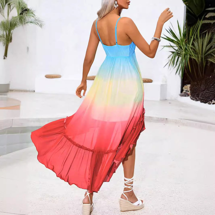 Damen Luftiges Maxikleid mit asymmetrischem Saum und Rüschendetails Drune