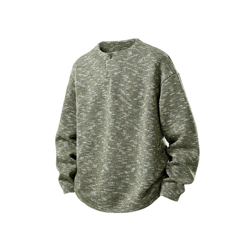 Herren Oversize-Strickpullover im Melange-Look mit Rundhalsausschnitt und gerippten Bündchen Drune