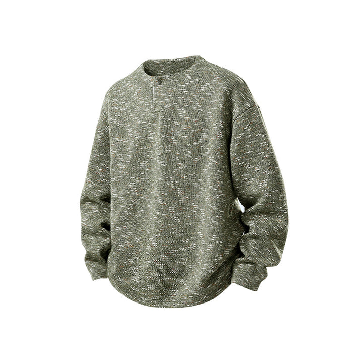 Herren Oversize-Strickpullover im Melange-Look mit Rundhalsausschnitt und gerippten Bündchen Drune