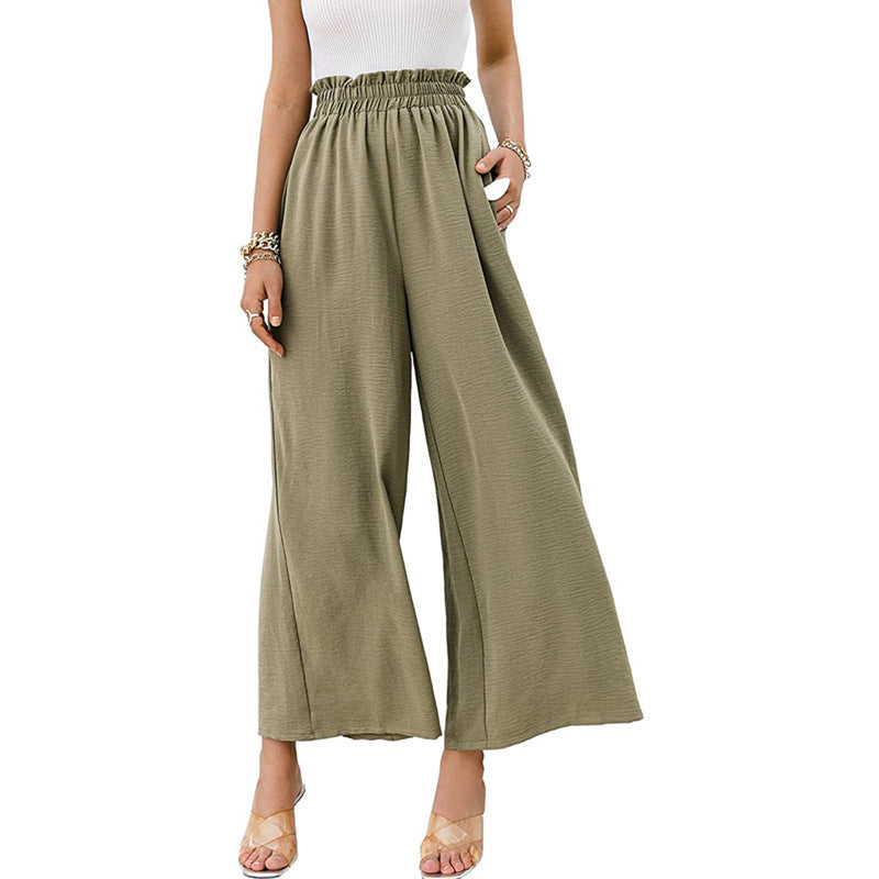 Damen Weite Palazzo-Hose mit elastischem Bund Drune