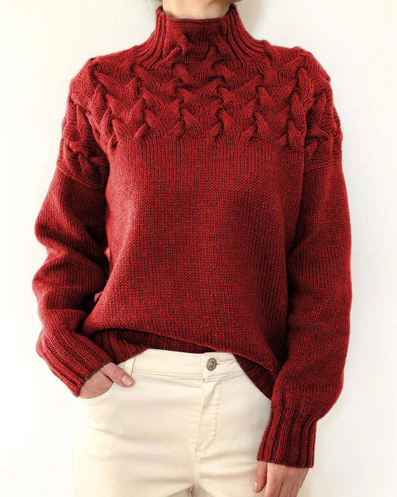Drune Einzigartiger geflochtener Rollkragenpullover