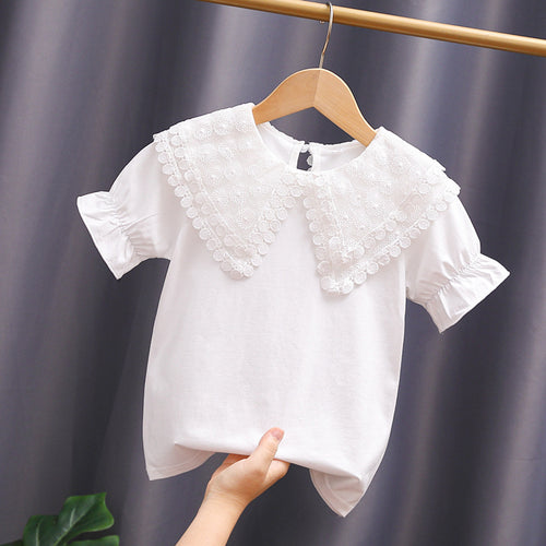 Mädchen Bluse mit romantischem Spitzenkragen und Rüschendetails Drune