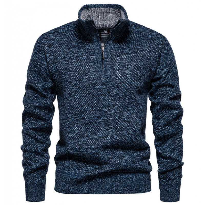 Herren Strickpullover mit halbem Reißverschluss und modischem Strukturdesign Drune