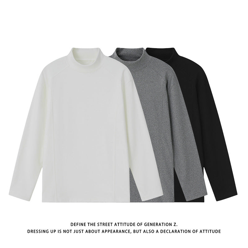 Herren Feines Mockneck‑Langarmshirt mit minimalistischen Ziernähten und entspannter Passform Drune