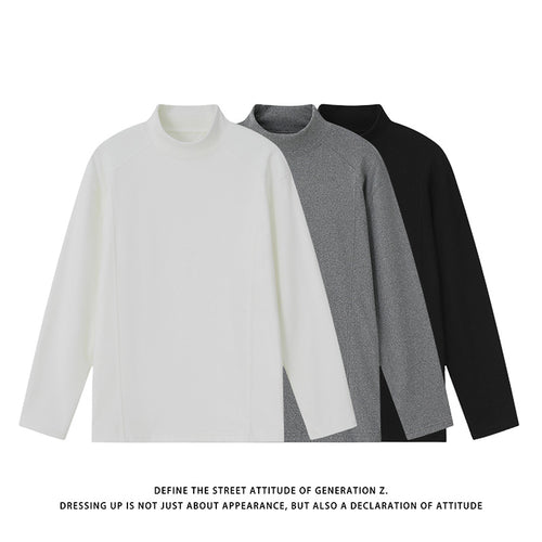 Herren Feines Mockneck‑Langarmshirt mit minimalistischen Ziernähten und entspannter Passform Drune