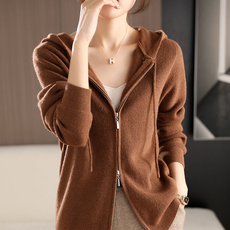 Damen Kuschelige Kapuzenjacke aus weichem Strick Drune