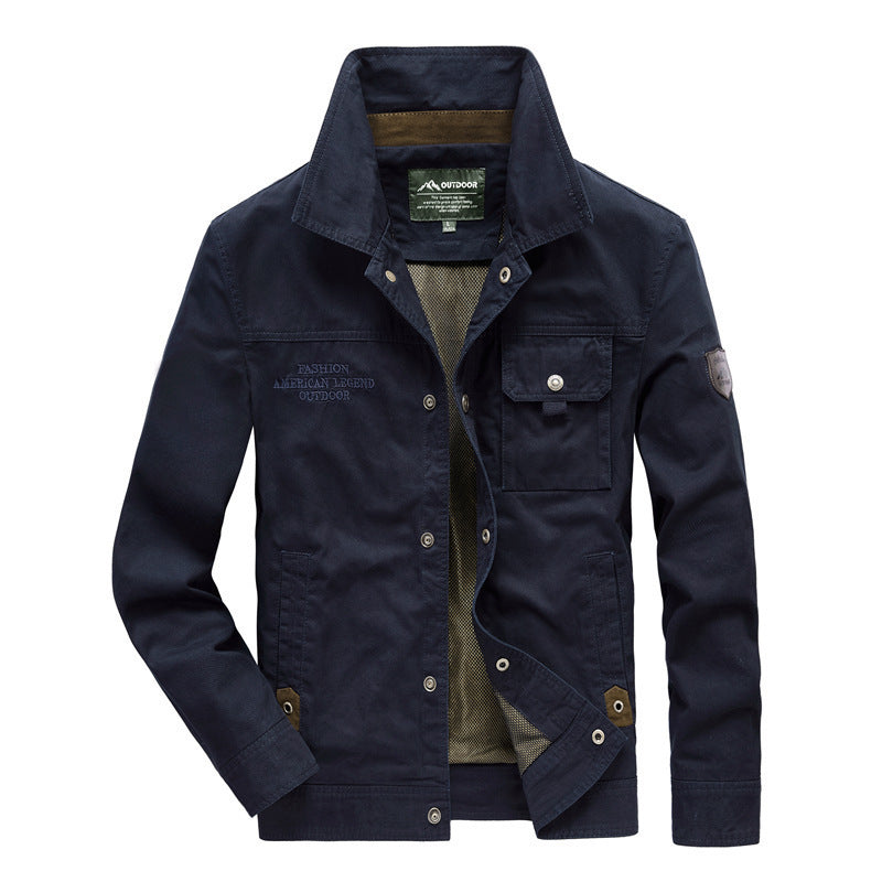 Herren Urbaner Canvas-Utility-Blouson mit Stehkragen, Mesh‑Fütterung und Brustpattentasche Drune