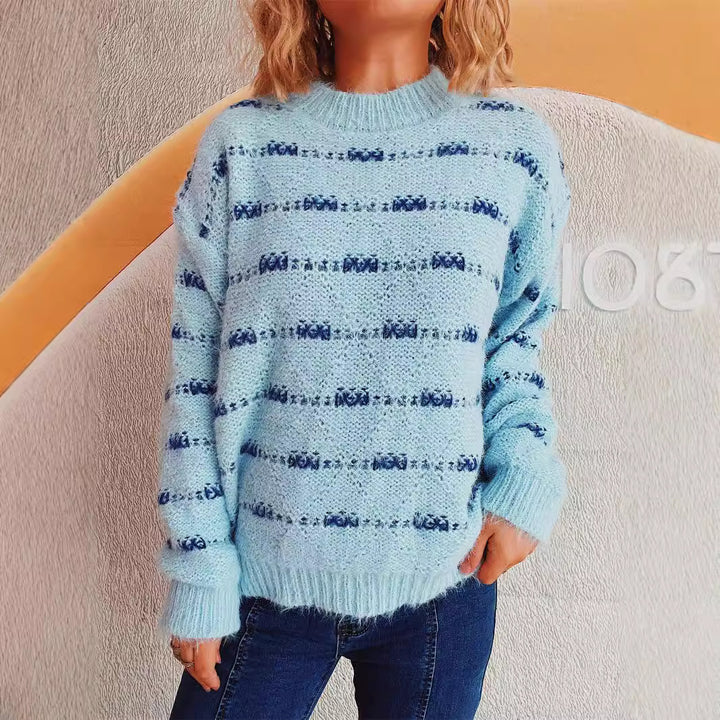 Damen weicher Strickpullover mit strukturiertem Streifenmuster Drune