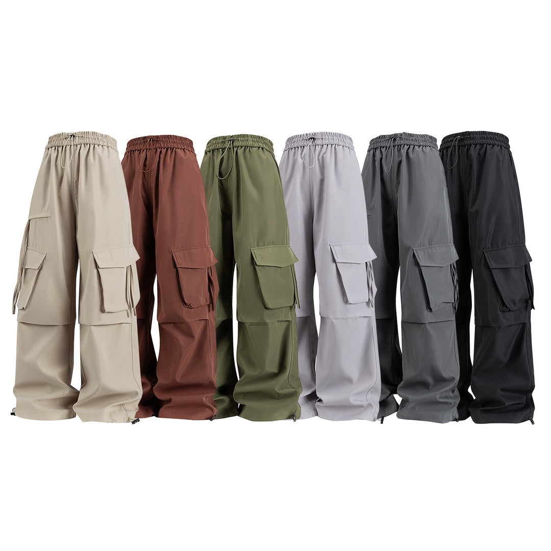 Damen Weite Cargo‑Hose im Baggy‑Cut mit elastischem Tunnelzugbund, Klapp‑Utility‑Taschen und verstellbarem Beinabschluss Drune